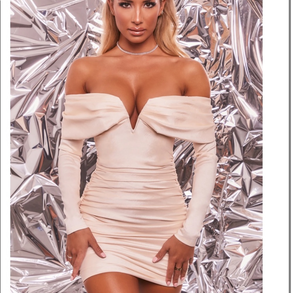 BARDOT LONG SLEEVE MINI DRESS IN CREAM